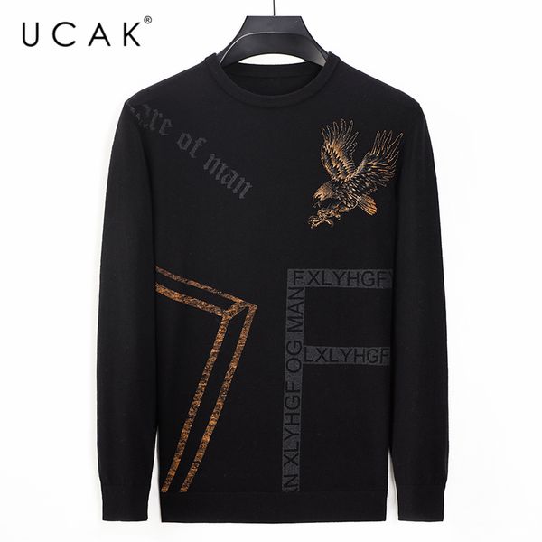 

ucak brand casual sweaters men clothing o-neck striped streetwear sweater clothes pull homme warm autumn winter pullover u1145, White;black