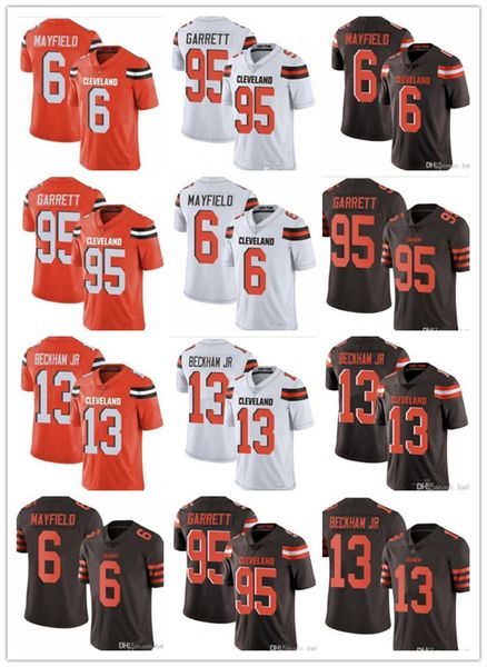 

men women youth clevelandbrown jersey odell 13 beckham jr baker 6 mayfield myles 95 garrett football jerseys rush orange white, Black;red
