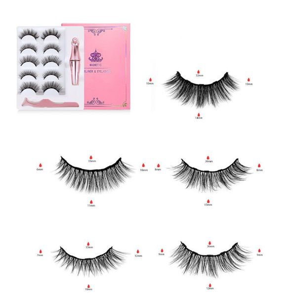 

stock 5pairs magnetic liquid eyeliner & magnetic false eyelashes & tweezer makeup set long lasting false eyelashes no glue reusable