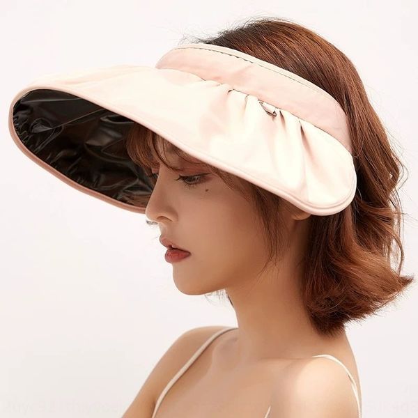 

9gda0 female korean shell hat and sunshade all-match foldable uv protection dual-purpose hair band sunscreen sunshade sunscreen empty h, Blue;gray