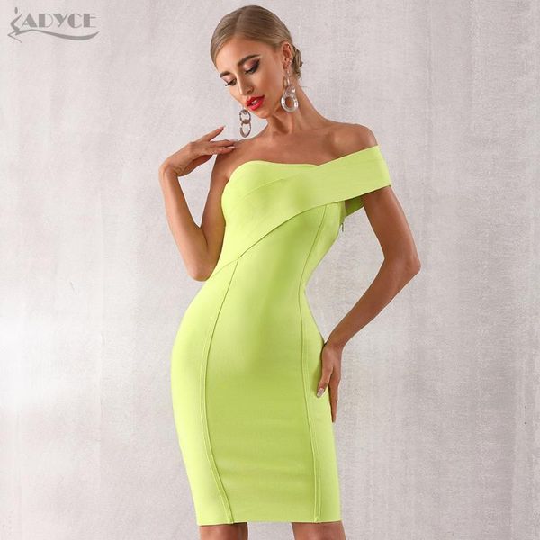 

adyce 2020 new summer one shoulder women bandage dress sleeveless bodycon club dress vestidos celebrity evening party, Black;gray