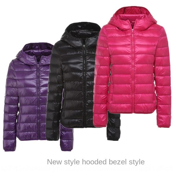 

2019 осень / зима новый короткий корейски свет пуховик с капюшоном большой размер тонкий свет пальто пуховик, Black