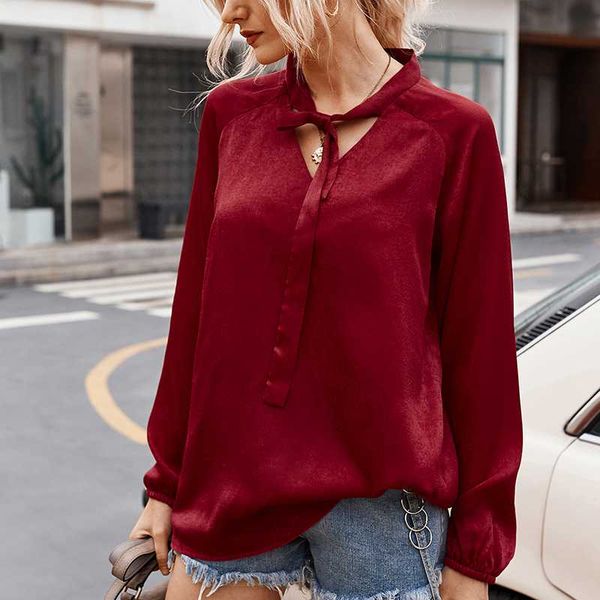 

женского сыпучего управление леди шифон блузка весна осень tie вырез блуза рубашка с длинным рукавом женщины повседневной топы блузы xl разм, White