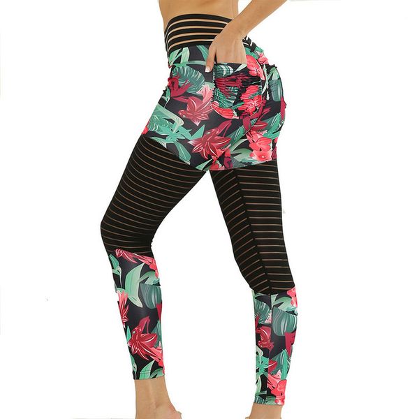 

2020 high waist casual print leggings women pocket workout clothes push up patchwork fitness leggings female elastic slim pants, Black