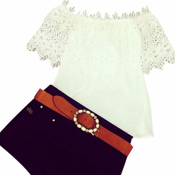 

women chiffon blouse patchwork white lace floral off shoulder casual loose female drop shipping