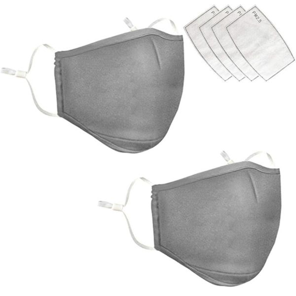 

2 pcs fashion face maks for germ protection with 4 pcs filters cotton mouth face maks reusable maskking mascarillas bandana, Black