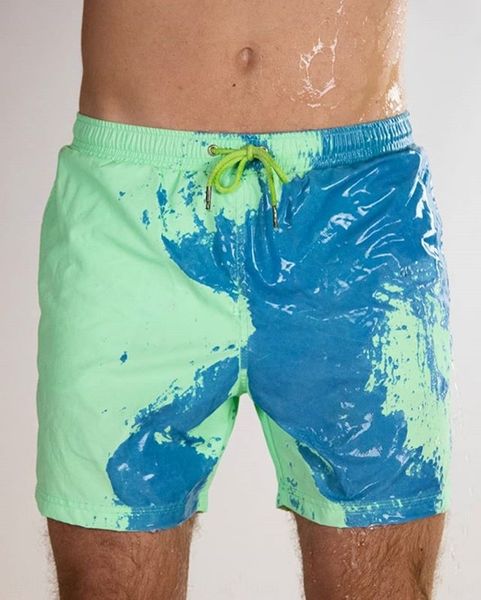 

2020 new water color-changing swimming trunks warm beach beach pants pants men's personality plus size warm color-changing shorts