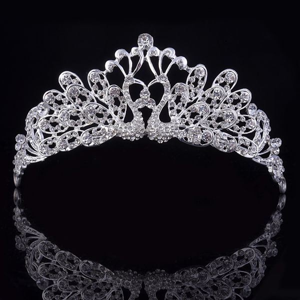 

new style retro white crystal noiva princess tiaras crowns diadem for girl bridal bride wedding hair accessories headpieces, Golden;silver