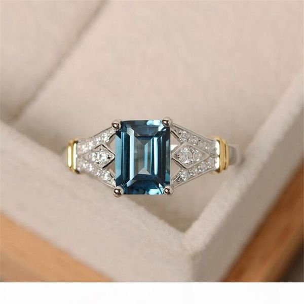 

s drop shipping fashion jewelry 925 silver fill princess cut multi gemstones cz diamond women party wedding band ring for lovers ', Slivery;golden