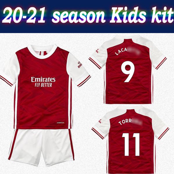 

20 21 kids gunner soccer jersey home red 20/21 child soccer shirt short sleeve customized boys football shirt with shorts, Black;yellow