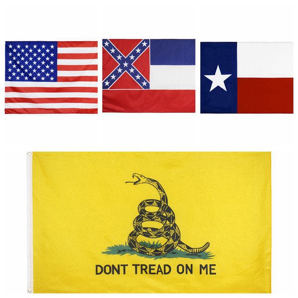 

90*150cm usa mississippi state flag texas state flags gadsden flags united states polyester banner flags 4styles rra3370