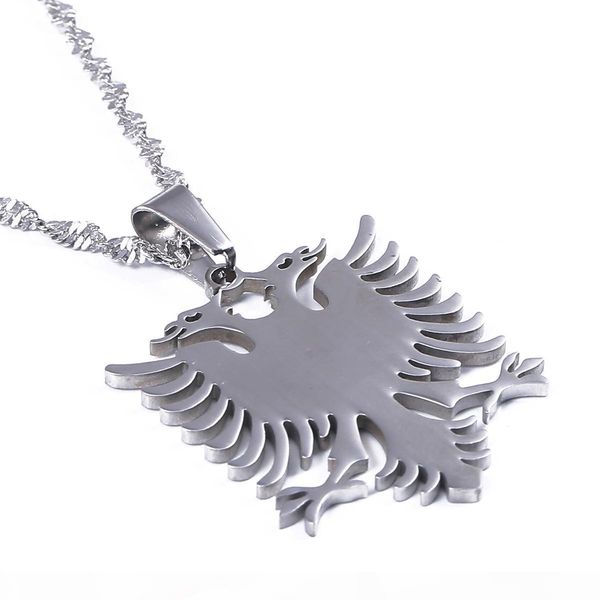 

s albania eagle pendant necklaces gold color stainless steel ethnic trendy jewelry gifts, Silver