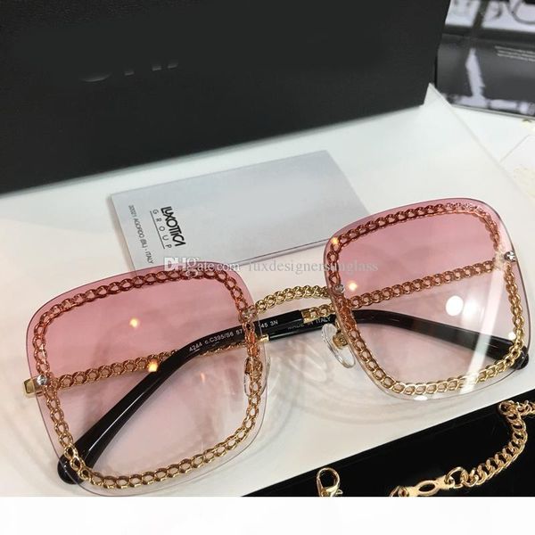 

luxury 4244 sunglasses for women designer popular fashion big frame with chain uv protection lens come with case, White;black
