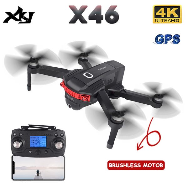 

xkj x46 rc drone 5g wifi gps positioning quadcopter 4k hd professional aerial pgraphy brushless motor intelligent follow