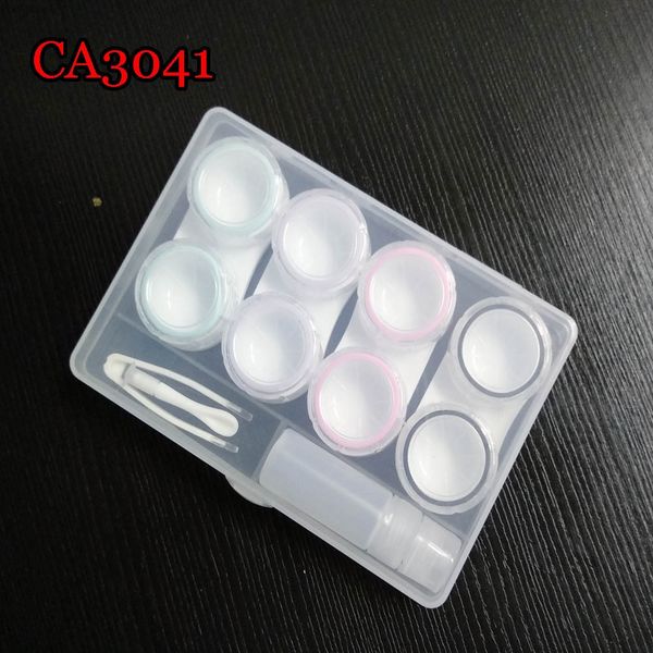 

new pp transparent case glasses case duplex with sealing ring 4-pack contact lenses invisible glasses box companion box, Blue