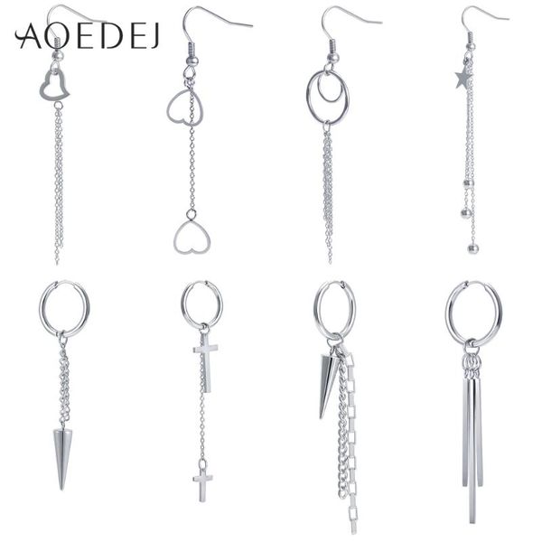 

aoedej hip hop hoop earrings stainless steel punk earring for men gothic ear piercing jewelry korean cross earrings, Golden;silver