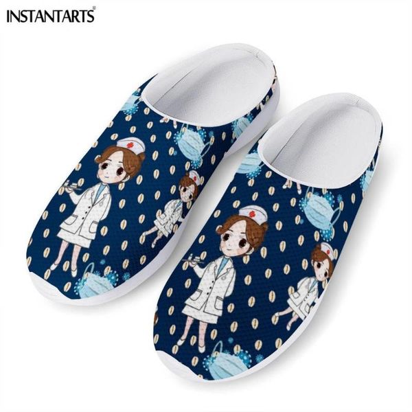 

instantarts printed women casual summer sandal outdoor cartoon nursing shoes female footwear mesh sandals, Black