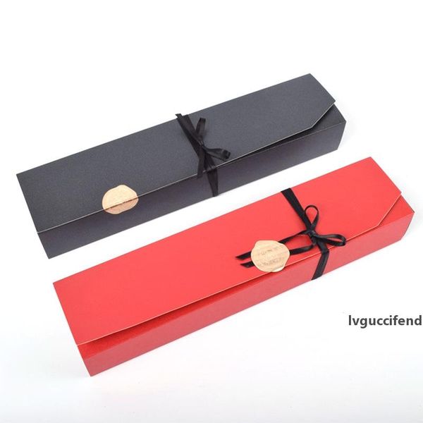 

red & black pure color long upscale 6pcs chocolate gift boxes korea individual grid candy wrapper holder wholesale