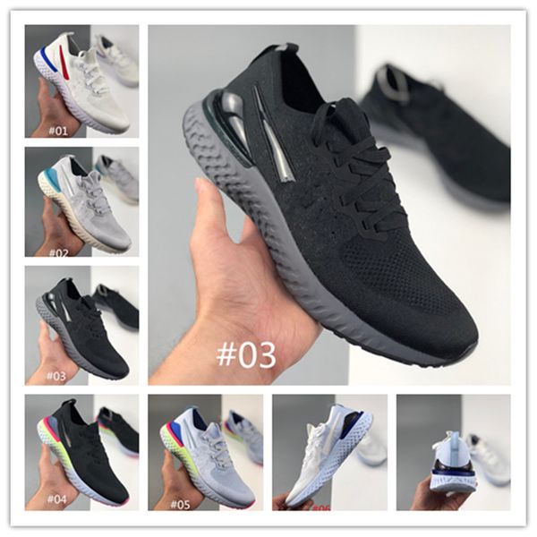 

2020 02 epic react infinity run men women running shoes knitting mesh breathable sports athletic sneaker, Black