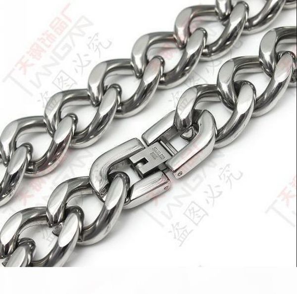 

y 20 '-40 'stainless steel heavy huge 15mm cuban curb link necklace bracelet men cool jewelry, Silver