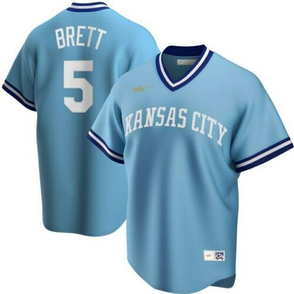 

george brett #5 cooperstown collection mens stitched xs-6xl baseball jerseys, Gray