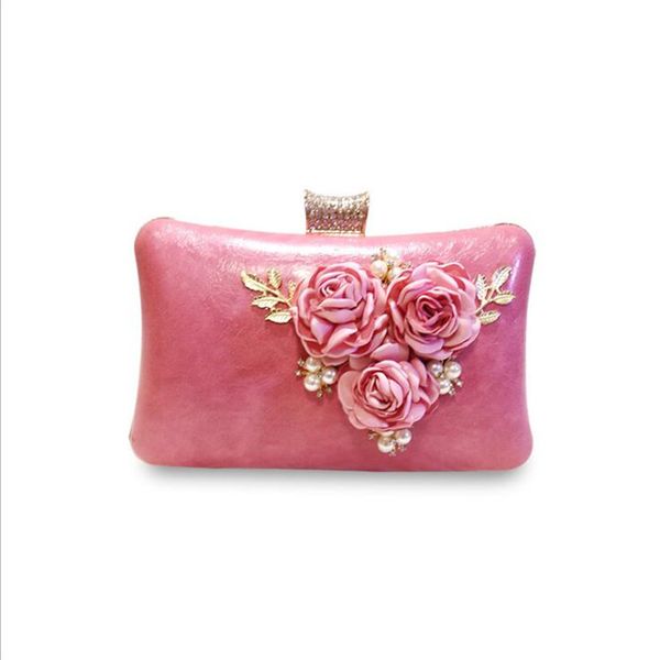 

aber 2020 women handmade evening clutch bags flowers party bags with chain wedding dinner bags mn771