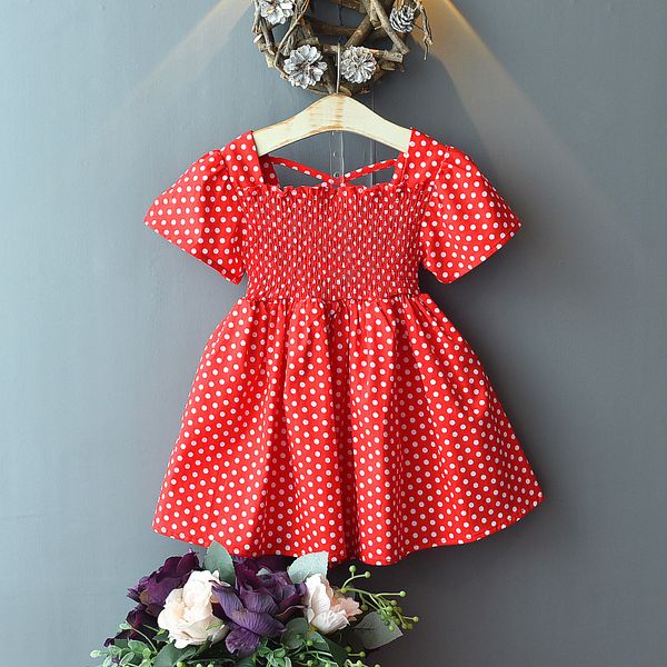 

2020 girl summer dress dot fashion princess kids dresses for girls clothes girl costume sukienki, Red;yellow