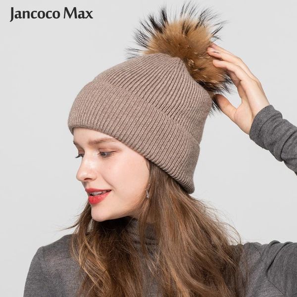 

women's winter pompom hats real raccoon pom angora fur hats fashion knitted beanies keep warm s7586, Blue;gray