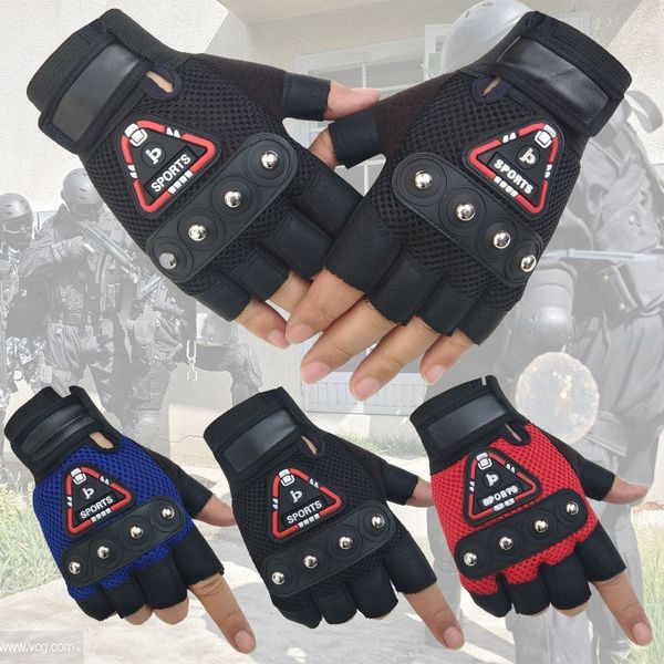 

aqjwd new summer men's motorcycle bicyclebicycle bicycleriding imitation leather gloves fitness outdoor tactical sports motorcycle moun, Black