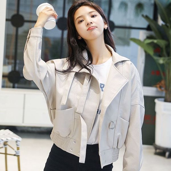 

2020 new spring autumn women pu faux leather slim short biker jackets single breasted coat female outwear motorcycle a76, Black
