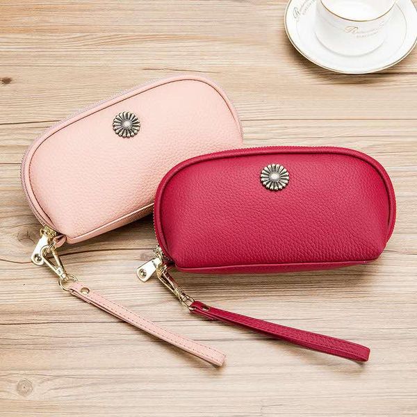 

wine red clutch bag ladies design wrist leather coin purse korean fashion new large-capacity wild retro handbag wholesale 812