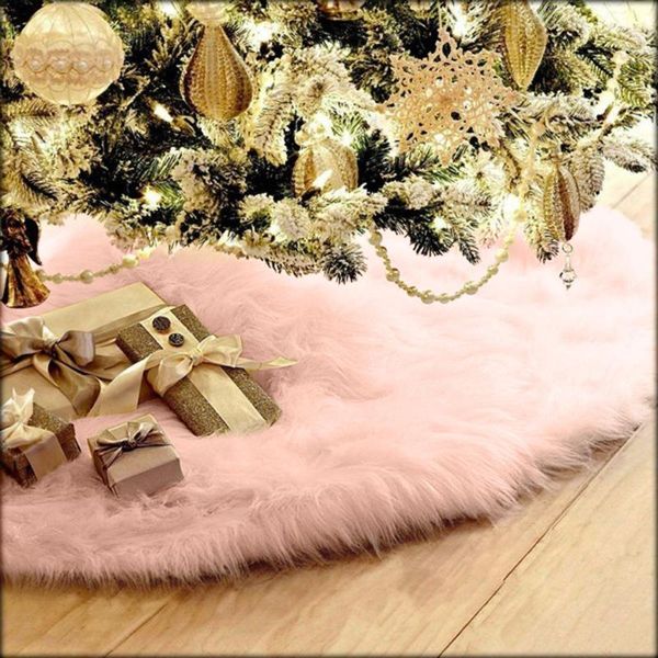 

1pc plush christmas tree skirts fur carpet merry christmas decoration for home noel natal tree skirts new year decoration