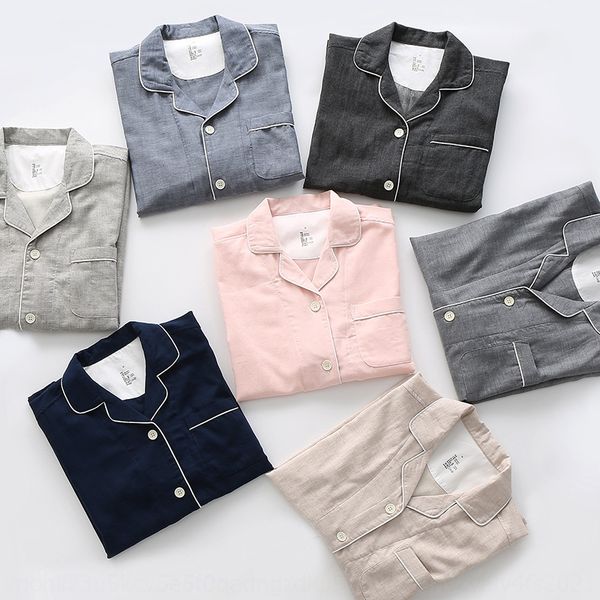 

ub85q kimo linpo summer solid color double-layer gauze clothes home furnishing clothing lovers casual pajamas cotton casual breathable home, Blue;red