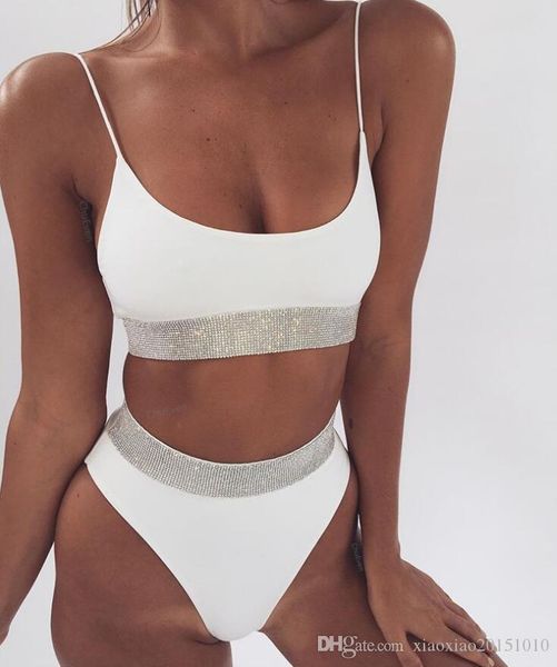 

2020 new bikini high waist swimsuit women swimwear bikini set bathing suits beach wear swimming suit 546, White;black
