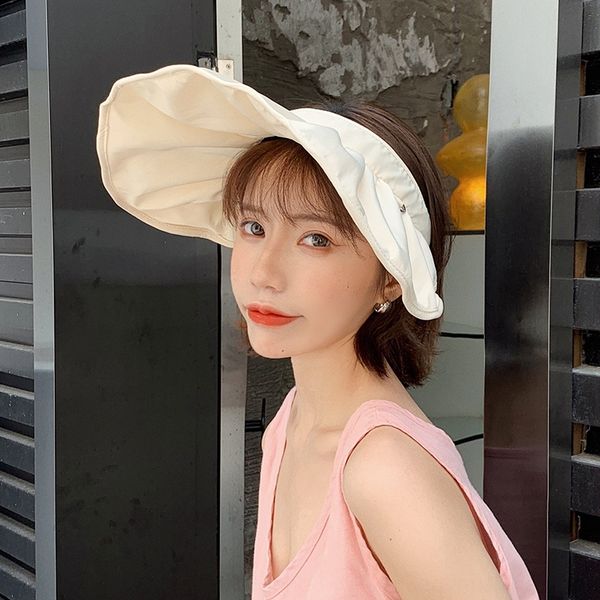 

oltqj korean shell sunshade fashion trend all-match empty hair band face covering dual-purpose comfortable sun sun hat hair band sunhat brea, Blue;gray