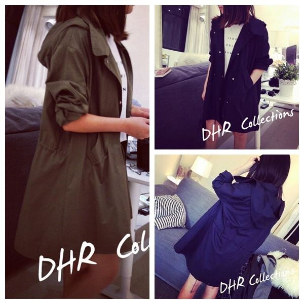 

dro1f new korean style fashionable british style loose slimming a swing drawstring windbreaker windbreaker windbreakertrench coat women&#039, Tan;black
