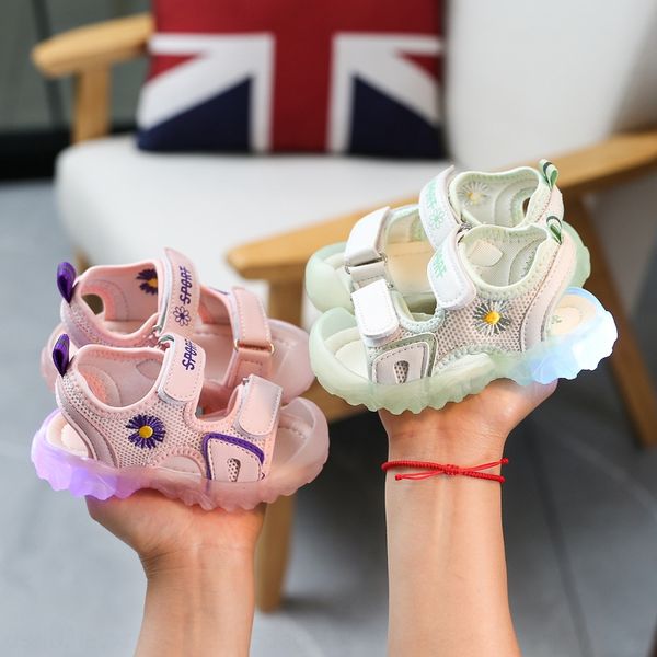 

2020 children's girls' princess shoes daisies girls' sports casual and sandals sandals anti-skid soft sole, Black;red