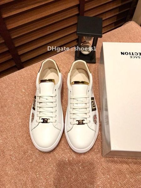 

2021-2020r fashion men 's embroidery printing luxury casual shoes breathable leather classic sneakers low -shoes ,siz, Black