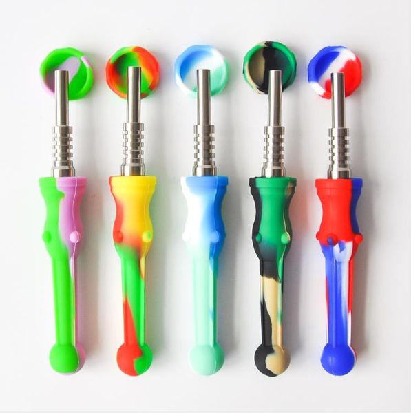 

Силиконовый Нектар коллектор с 14.0mm из нержавеющей стали Совета Food Grade Silicon Mini NC Honey Bird Dab Стро силиконового Pipe Oil