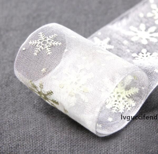 

25 code/set boutique christmas snowflake ribbon christmas gift box decoration ribbon