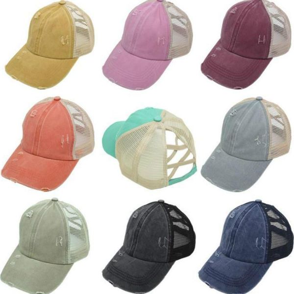 

washed ponytail hat party hats women ponytail sport cap hip hop snapback mesh cap party hats 12 styles da595, Blue;gray