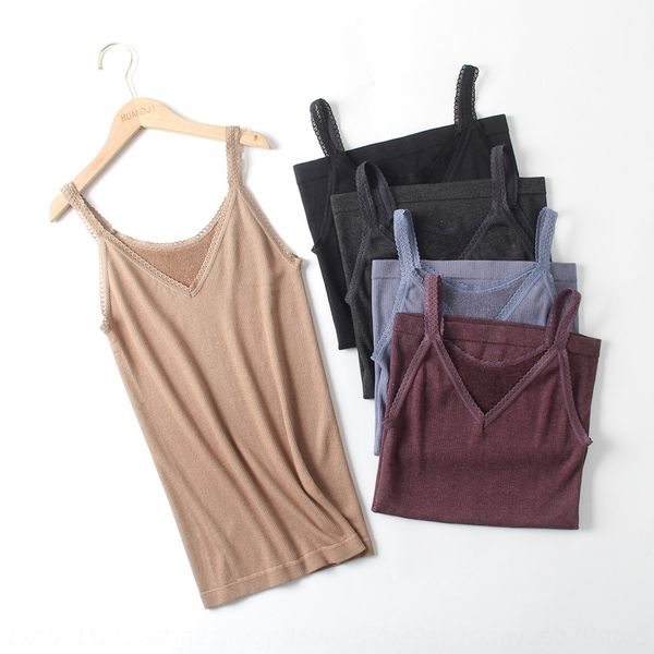 

2020 autumn new german fluff ring camisole women's thickened inner base warm vest vest solid color thermal camisole, White