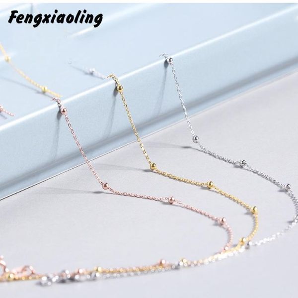 

100% 925 sterling silver delicate beads chokers necklaces for women simple fashion party jewelry