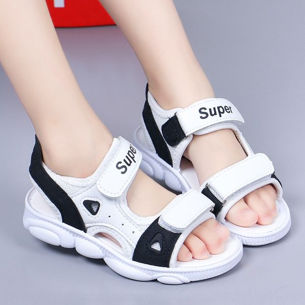 

children's new internet red bear shoes 2019 magic and sandals korean style magic sticker beach soft bottom breathable casual sandals, Black;red