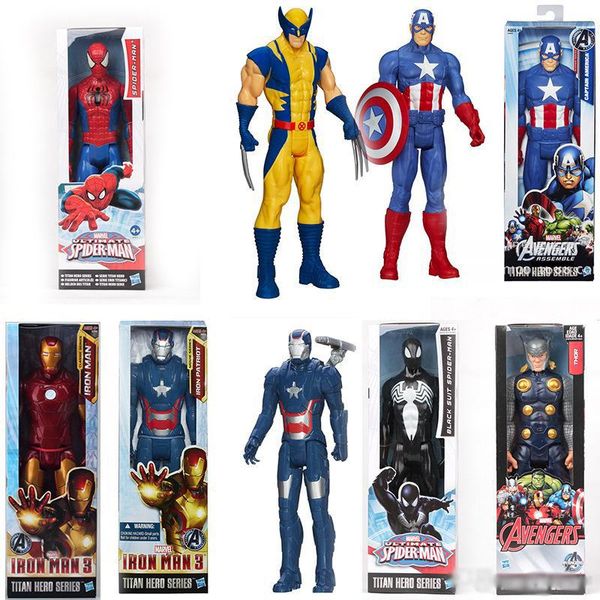 

the avengers pvc action figures marvel heros 30cm iron man spiderman captain america ultron wolverine figure toys a000