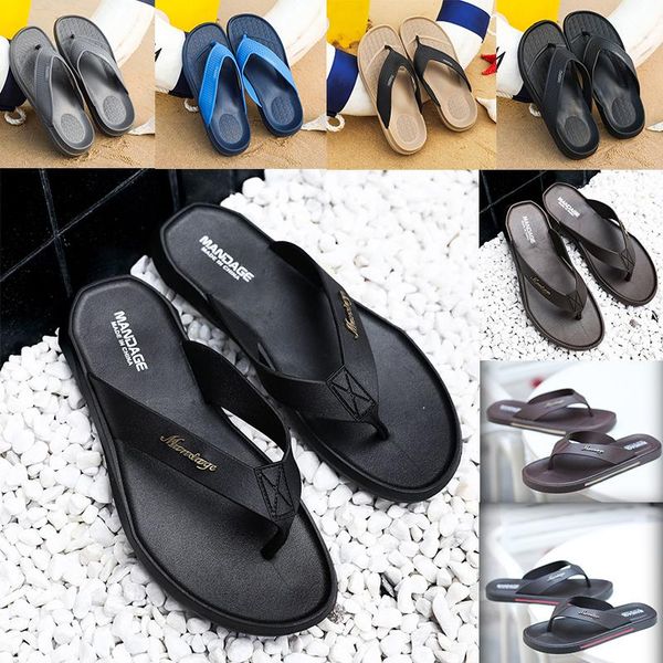 

wholesale brand design sliders mens summer sandals beach slippers non-slip flip flops loafers black khaki blue grey slides chaussures shoes