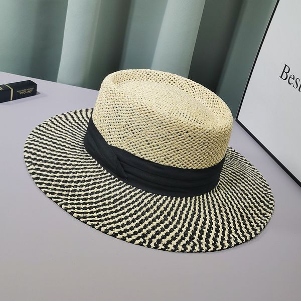 

для женщин бумаги стро канотье hat бич flat платье fashion show y200714, Blue;gray