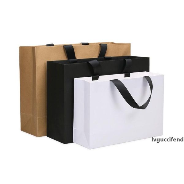 

balck white kraft paper bag with handle wedding party bag fashionable cloth shoes gift paper bags wholesale lx2976