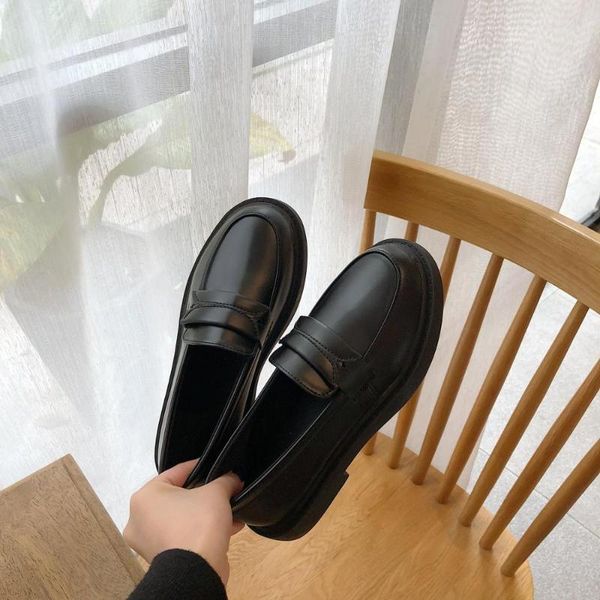 

british style shoes woman flats all-match loafers with fur shallow mouth round toe casual female sneakers oxfords women's modis, Black