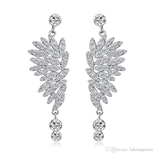 

boho style angel wings rhinestone earring wedding bridal stud earring gift for love girlfriend fashion jewelry accessories, Golden;silver
